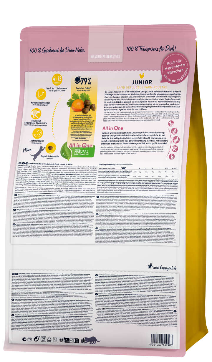 HAPPY CAT Katzen-Trockenfutter Young Junior Land Geflügel